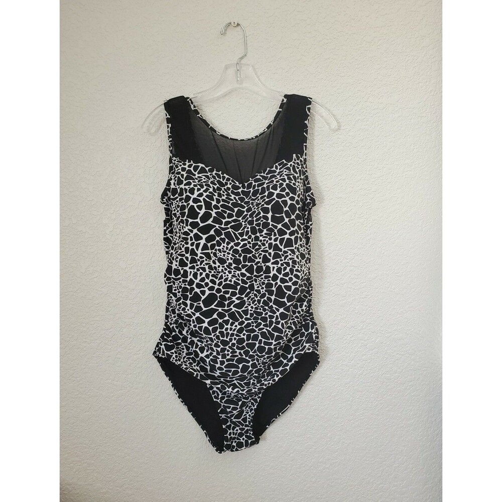 SIMPLY FIT PLUS SZ 3XL Black & White 1 PIECE WOMENS SWIMSUIT USED